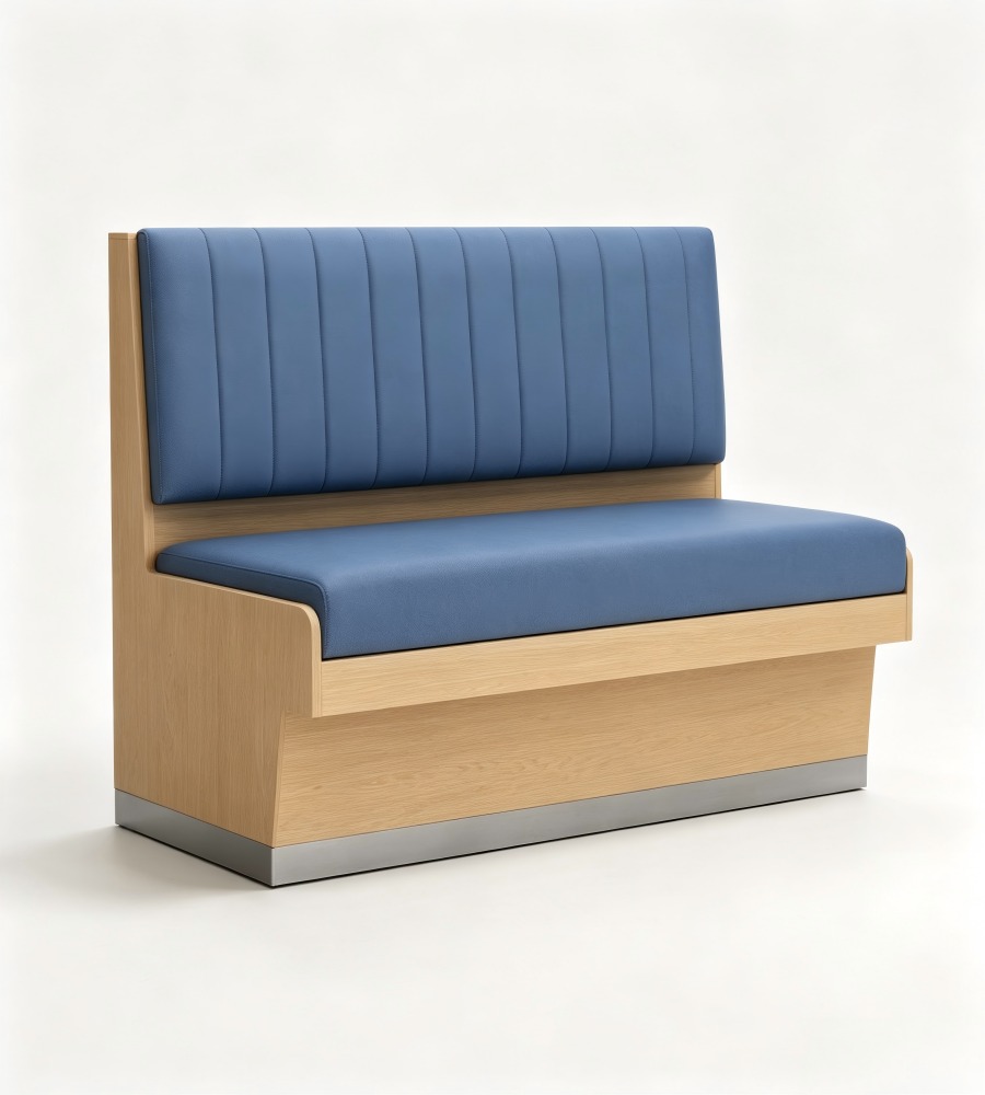 金屬腳直紋軟包卡座 Metal-Base Vertical-Stitched Booth Seating