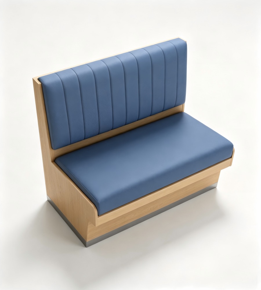 金屬腳直紋軟包卡座 Metal-Base Vertical-Stitched Booth Seating