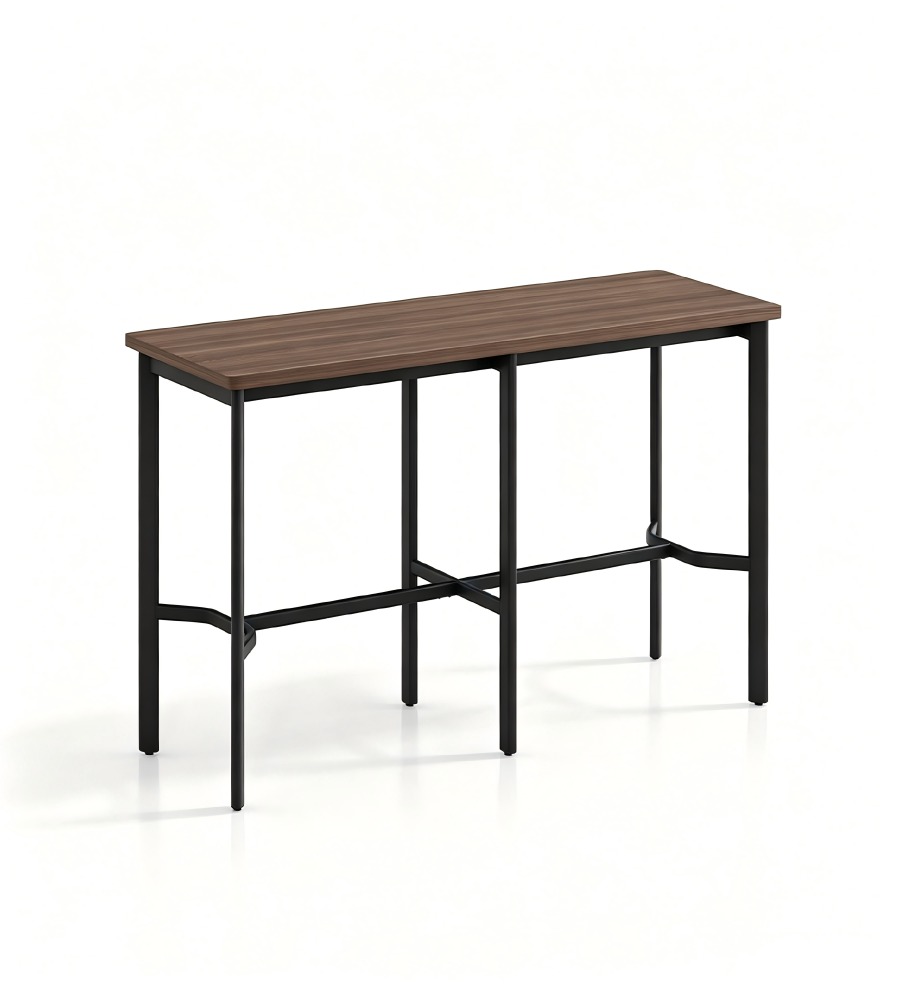 工業風深木色金屬腳長方形吧枱 Industrial Dark Wood Bar Table