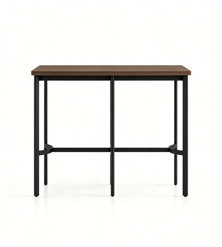 工業風深木色金屬腳長方形吧枱 Industrial Dark Wood Bar Table