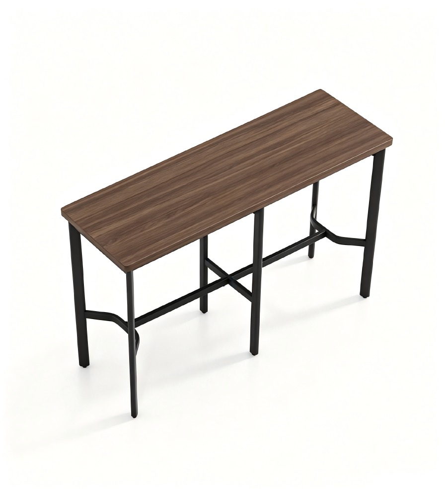 工業風深木色金屬腳長方形吧枱 Industrial Dark Wood Bar Table
