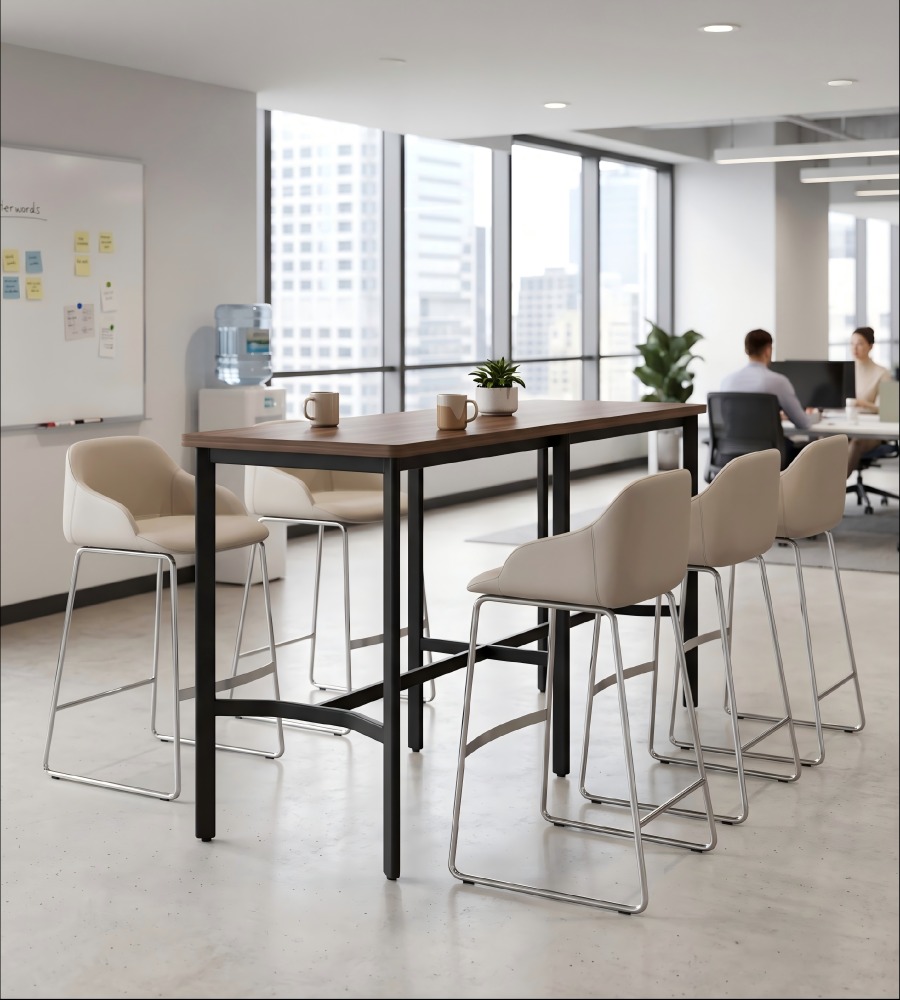 工業風深木色金屬腳長方形吧枱 Industrial Dark Wood Bar Table