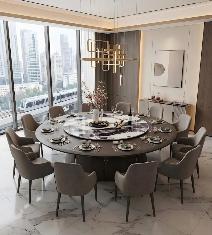 立體拼接底座電動大圓檯 Sculptural Segmented-Base Electric Banquet Table