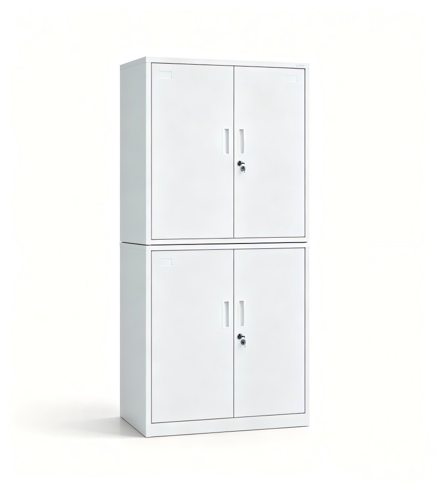 白色雙門鋼櫃文件儲存櫃 White double-door steel cabinet for storing files