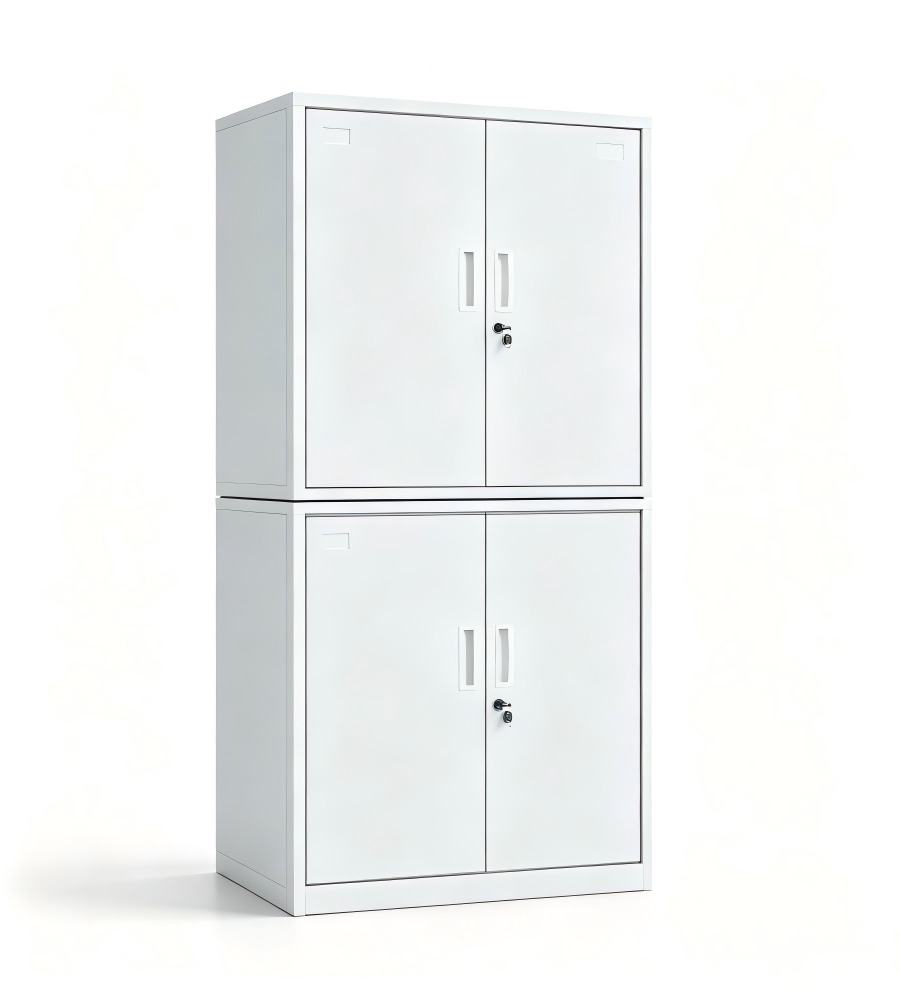 白色雙門鋼櫃文件儲存櫃 White double-door steel cabinet for storing files