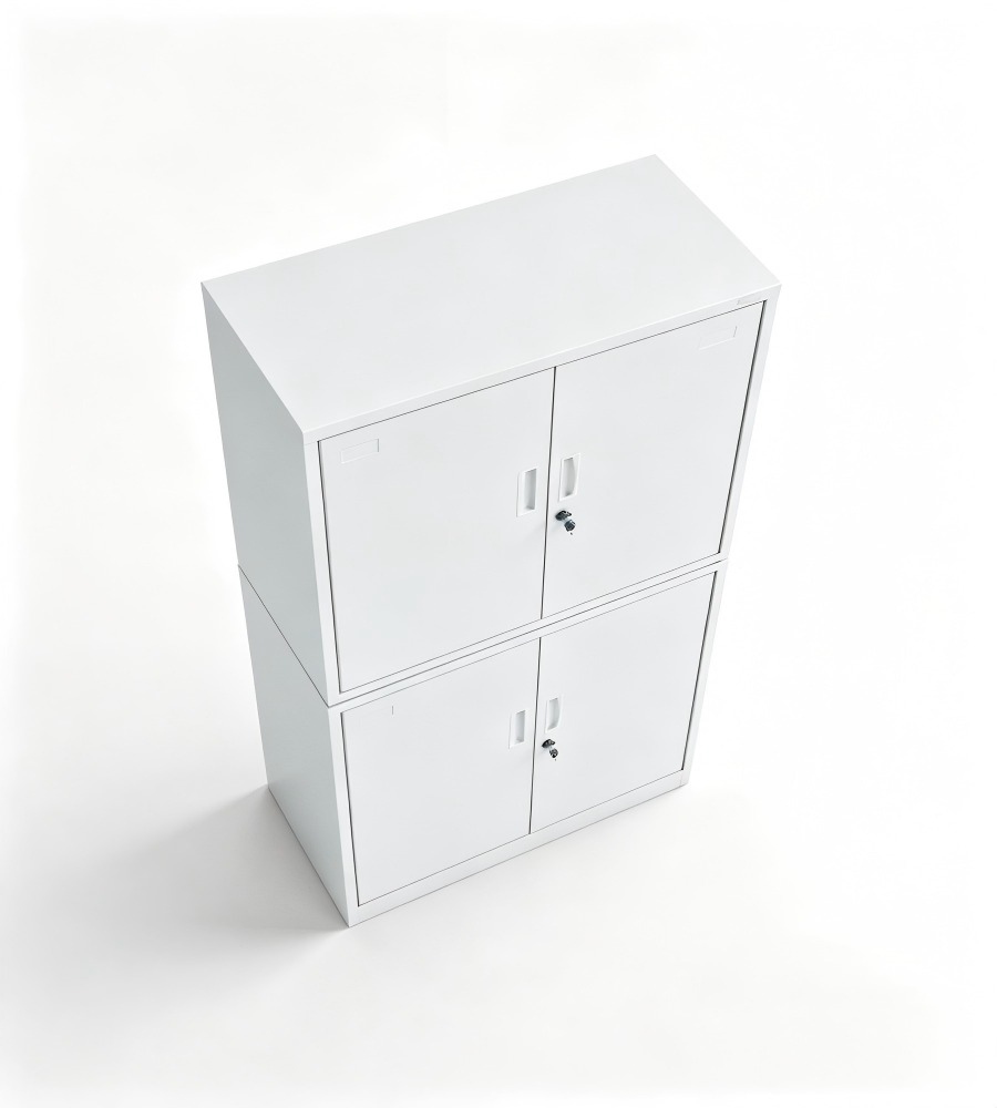 白色雙門鋼櫃文件儲存櫃 White double-door steel cabinet for storing files