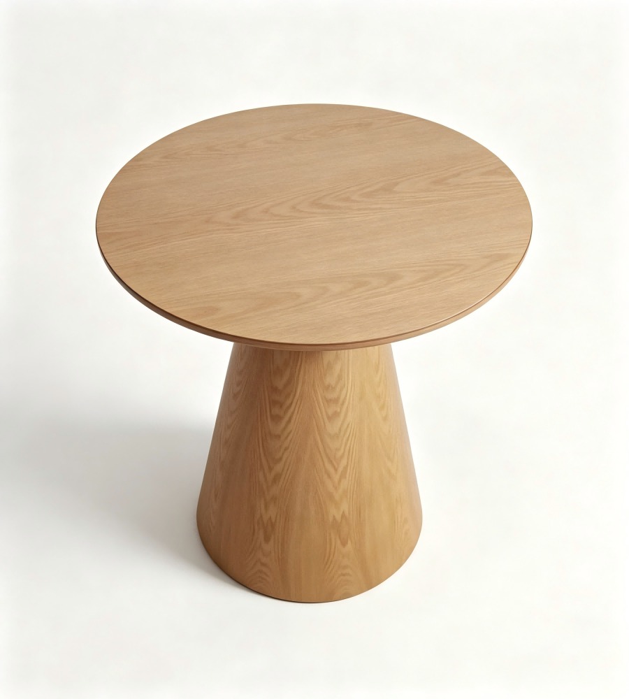 北歐原木色白蠟木紋圓形茶几 Nordic Natural Ash Wood Grain Round Coffee Table