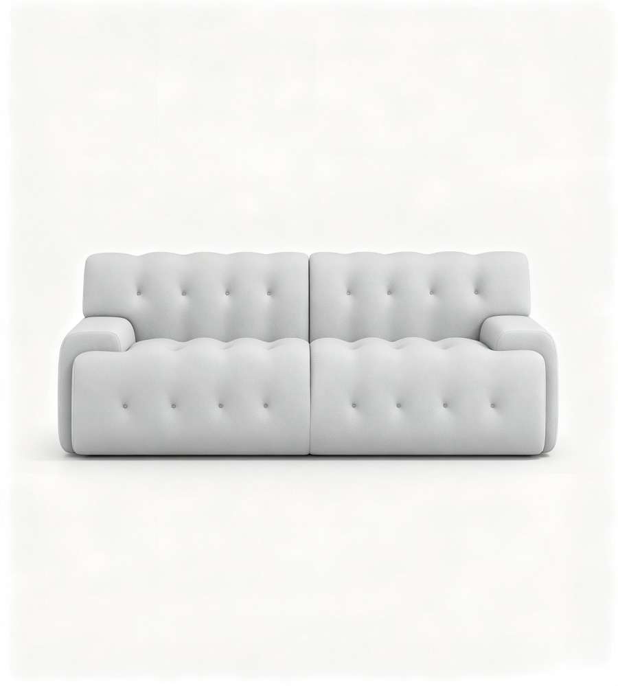 舒適耐用白色布藝固定膠腳三座位梳化 White Fabric 3-Seater Sofa with Fixed PP Legs