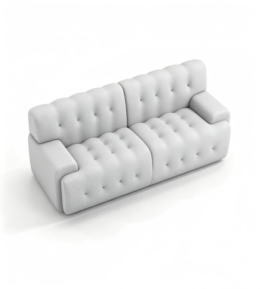 舒適耐用白色布藝固定膠腳三座位梳化 White Fabric 3-Seater Sofa with Fixed PP Legs
