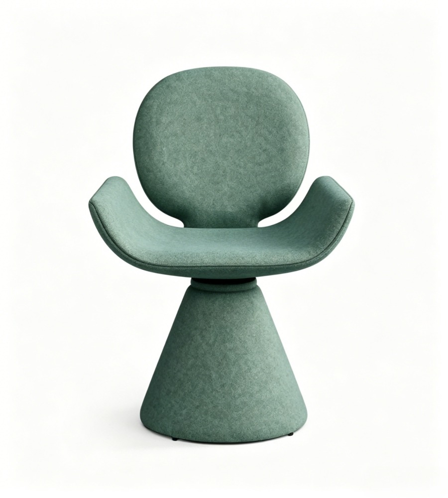 現代創意綠色布藝可旋轉休閒椅 Modern Creative Green Fabric Swivel Leisure Chair