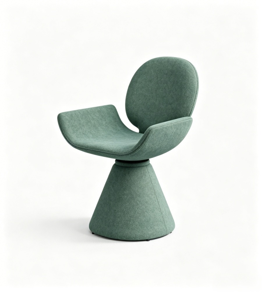 現代創意綠色布藝可旋轉休閒椅 Modern Creative Green Fabric Swivel Leisure Chair