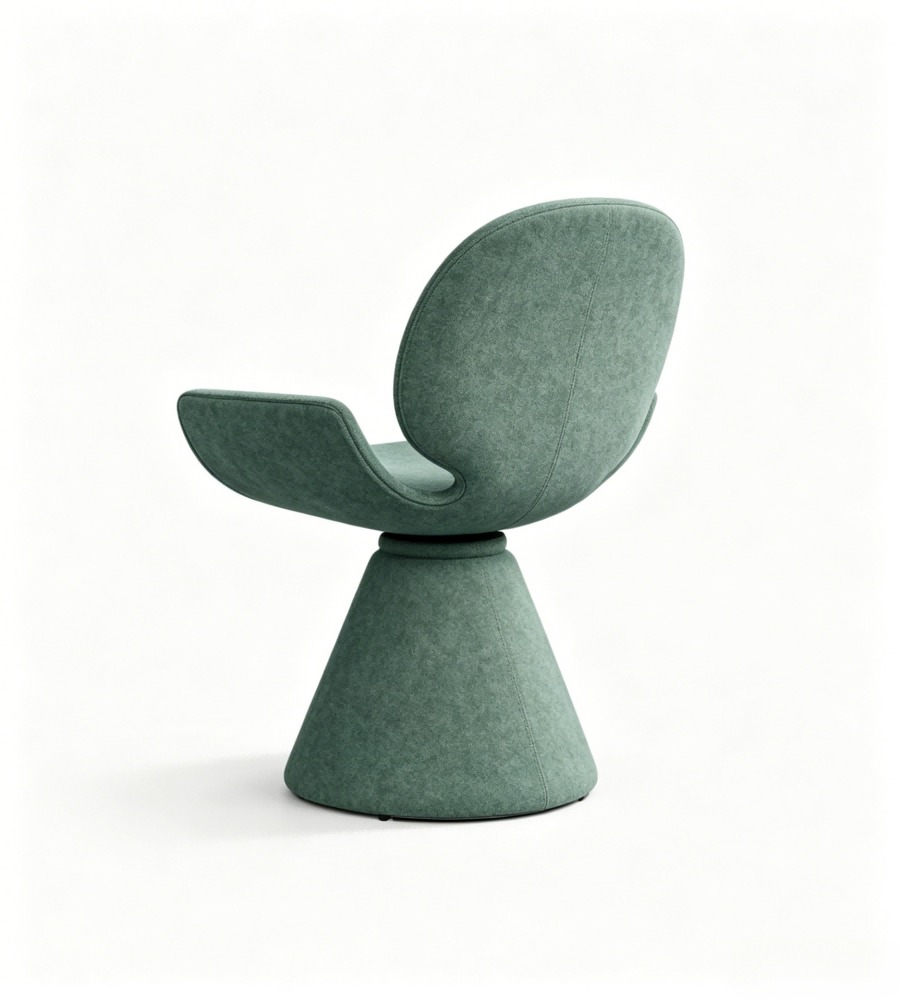 現代創意綠色布藝可旋轉休閒椅 Modern Creative Green Fabric Swivel Leisure Chair