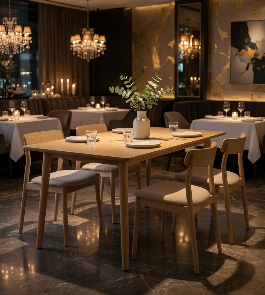 北歐淺木色實木長方形餐枱 | Nordic Wood Dining Table