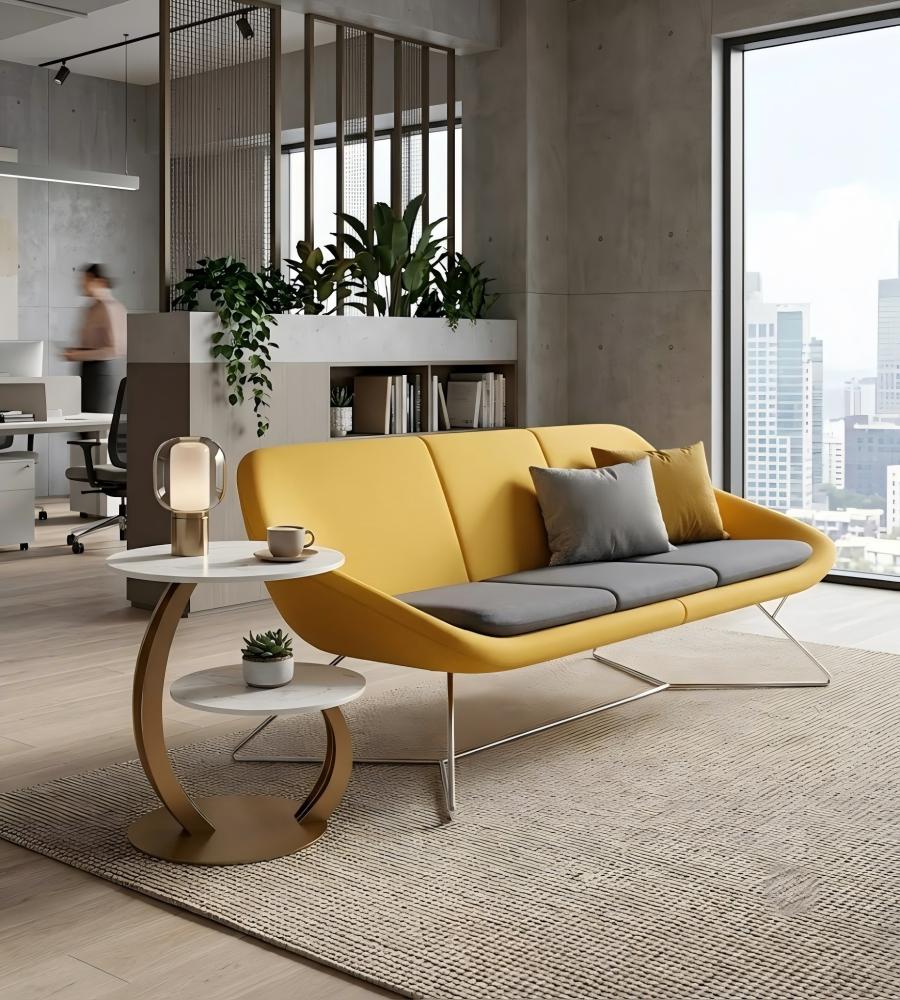 輕奢白色人造石金屬腳雙層圓形茶几Light Luxury White Artificial Stone Metal Leg 2-Tier Round Coffee Table