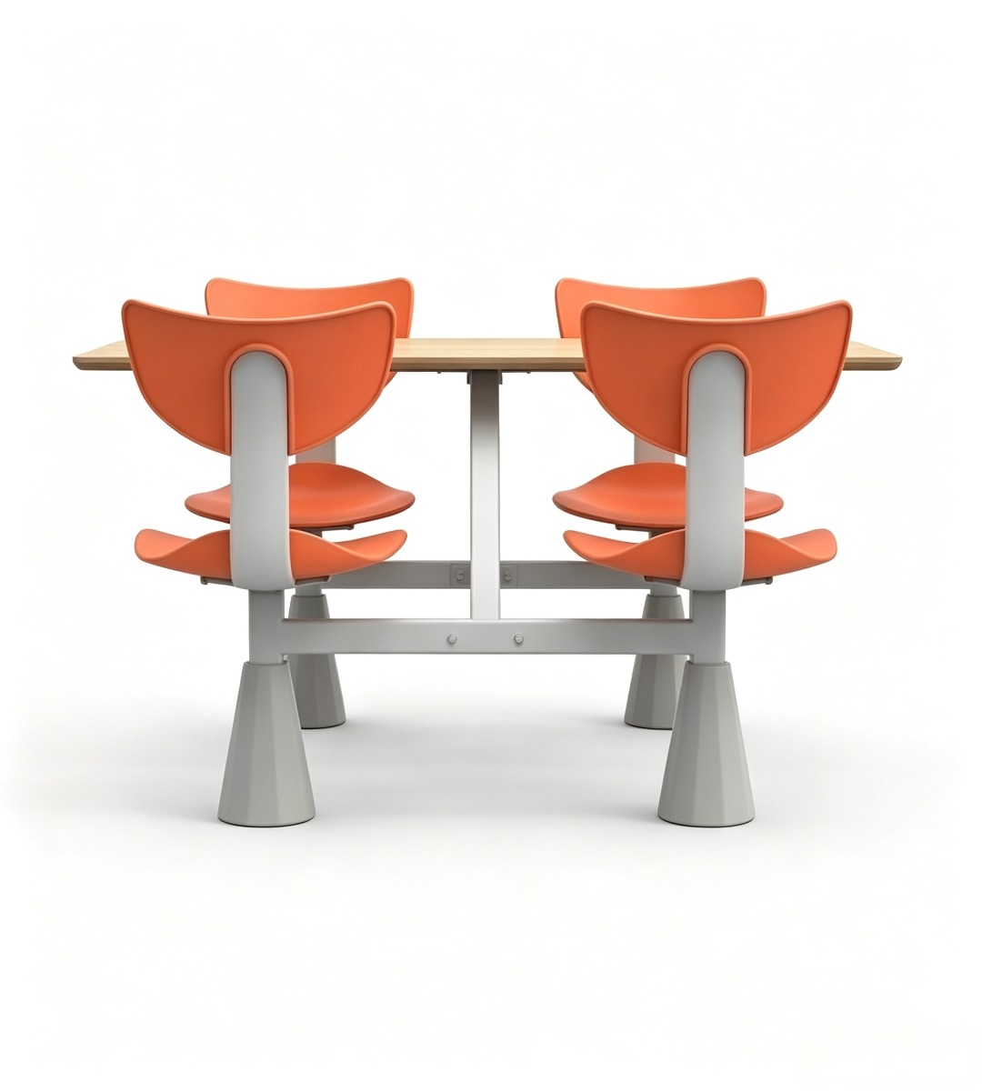 現代簡約木紋橙色鋼架四人位固定餐廳餐枱 M07-2 Modern 4-Seater Canteen Dining Table