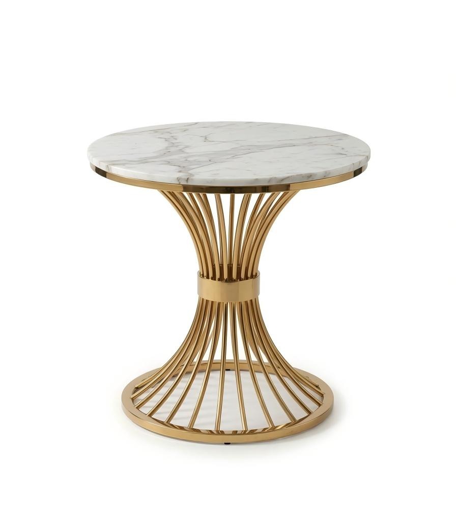 輕奢白色大理石金色不銹鋼圓形洽談枱 Light Luxury Marble Round Table