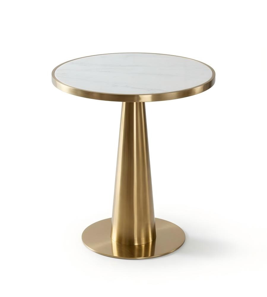 金色不銹鋼岩板圓形洽談枱 Gold Sintered Stone Round Table