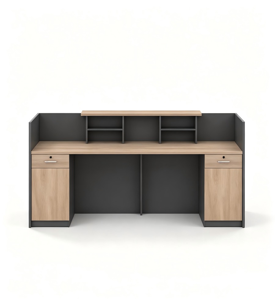 深木簡約接待台 Minimalist Wood-Tone Reception Desk