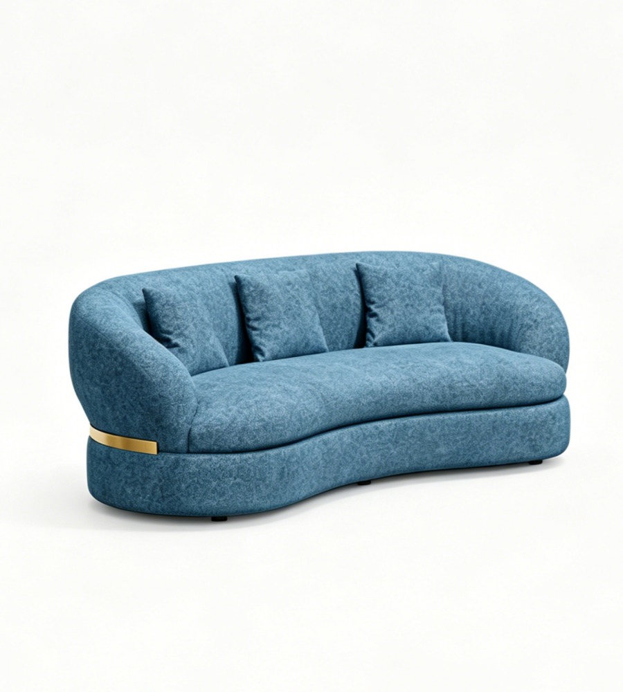 現代輕奢藍色布藝三座位梳化 Modern Light Luxury Blue Fabric 3-Seater Sofa