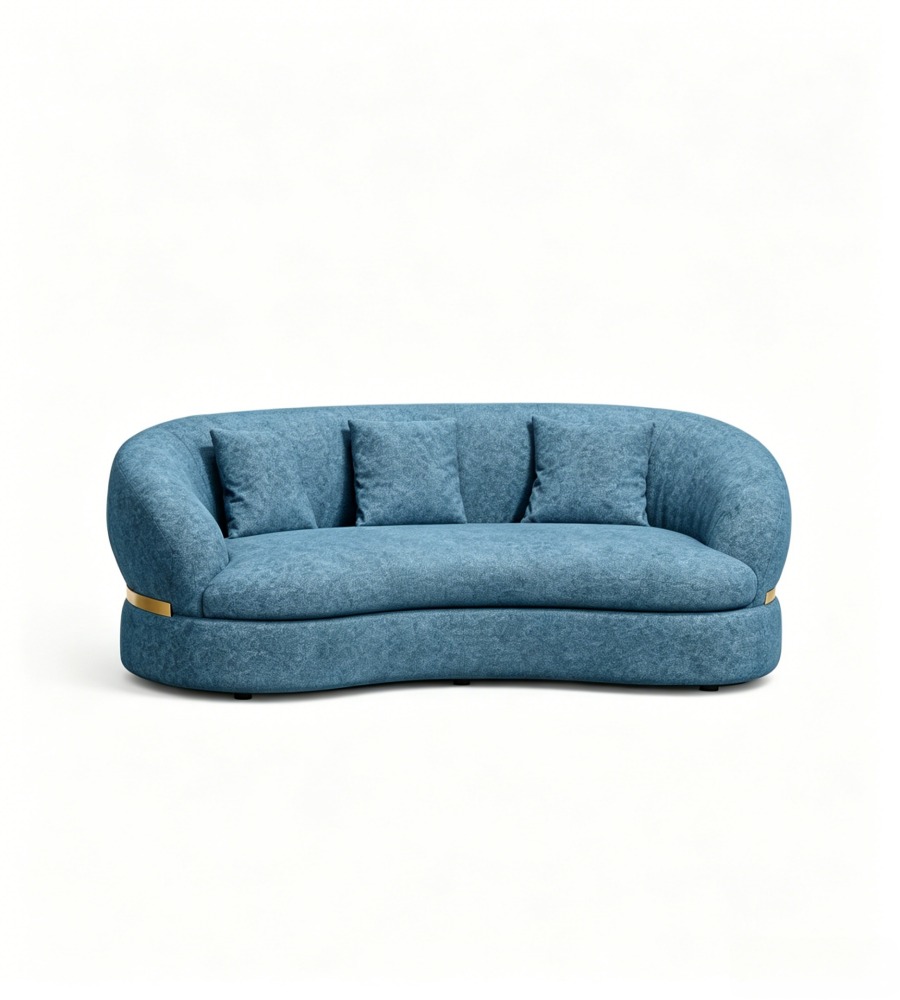 現代輕奢藍色布藝三座位梳化 Modern Light Luxury Blue Fabric 3-Seater Sofa