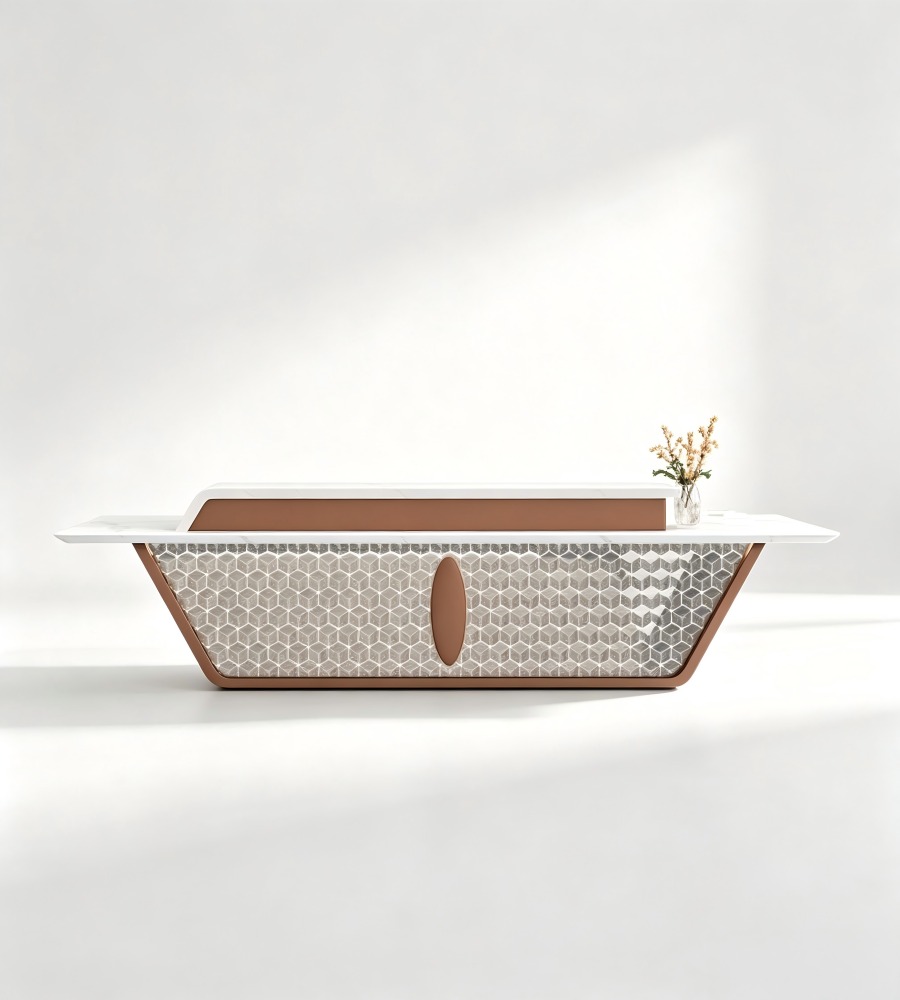 幾何蜂巢紋理接待前台 Geometric Honeycomb Pattern Reception Desk