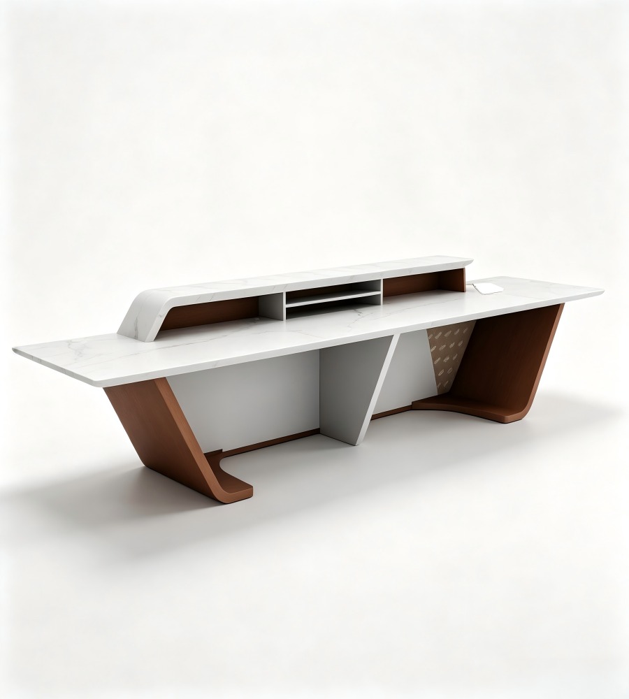 幾何蜂巢紋理接待前台 Geometric Honeycomb Pattern Reception Desk