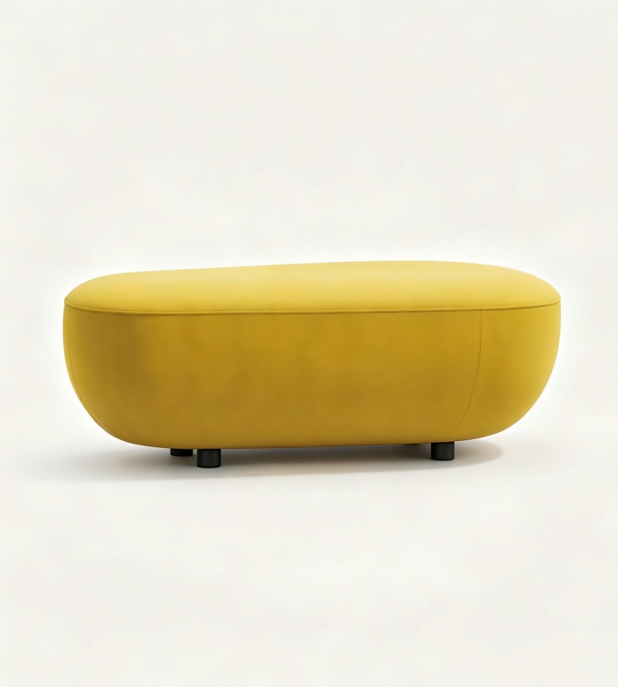 現代創意黃色布藝橢圓形梳化 Modern Creative Yellow Fabric Oval Sofa