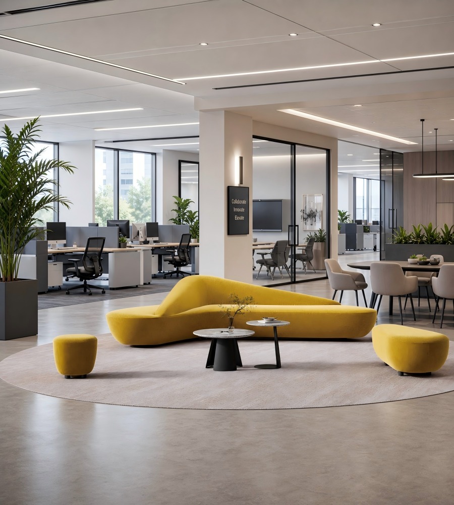 現代創意黃色布藝橢圓形梳化 Modern Creative Yellow Fabric Oval Sofa