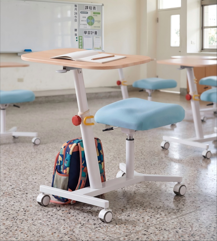人體工學多色木紋一體式升降學習枱 Ergonomic All-in-One Kids Study Desk