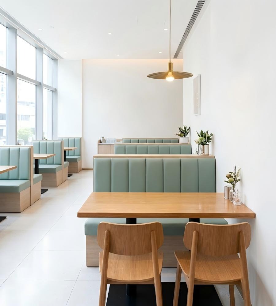 軟包直紋餐廳卡座 Vertical-Stitched Upholstered Restaurant Booth
