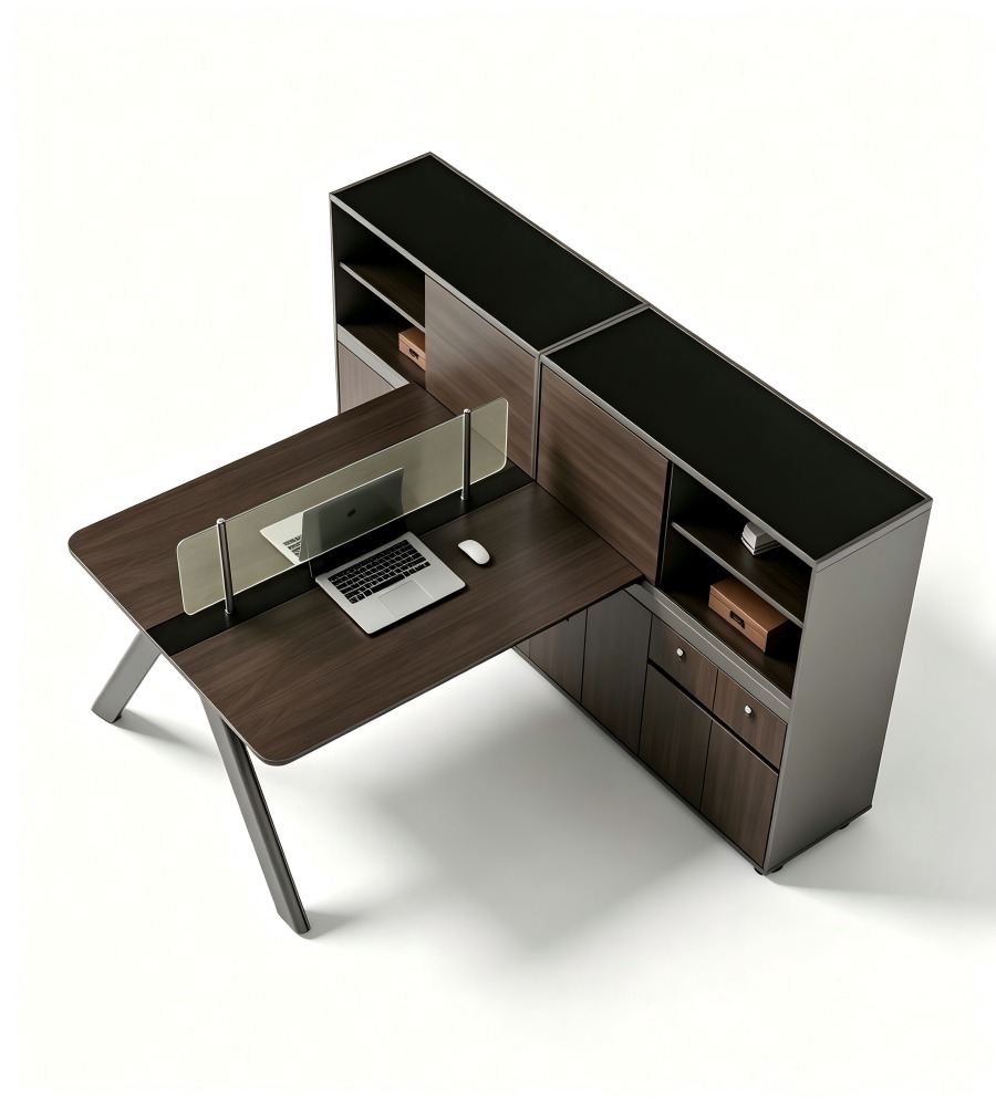 開放式辦公室雙人共用工作台 Open-Plan Double-User Shared Workstation