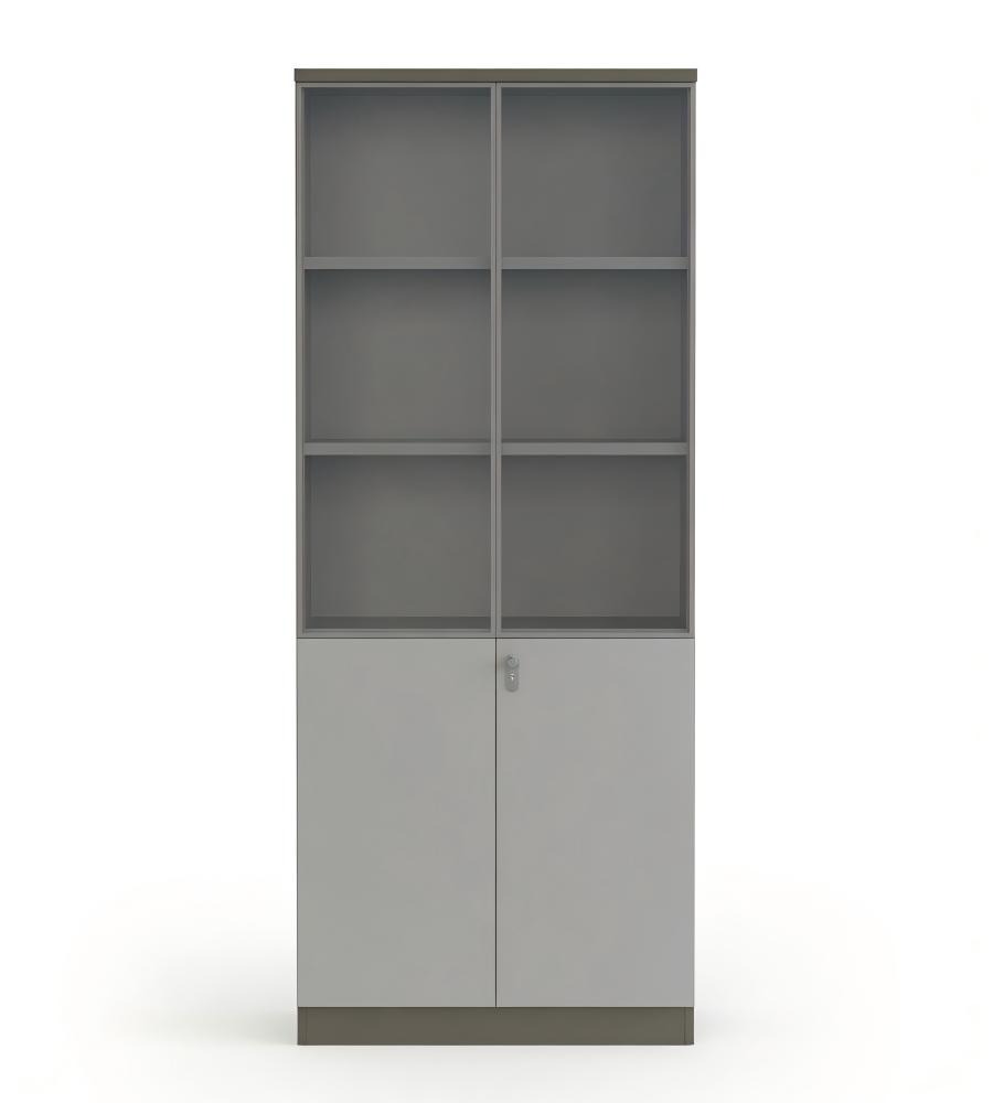 深灰木製茶色玻璃掩門帶密碼鎖文件櫃 Dark Grey Wooden Glass File Cabinet