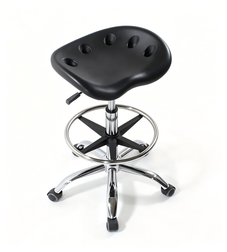 舒適耐用黑色西皮可升降帶轆吧椅 Black PU Leather Adjustable Bar Stool with Wheels