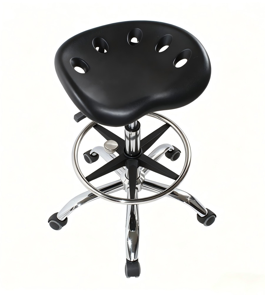 舒適耐用黑色西皮可升降帶轆吧椅 Black PU Leather Adjustable Bar Stool with Wheels