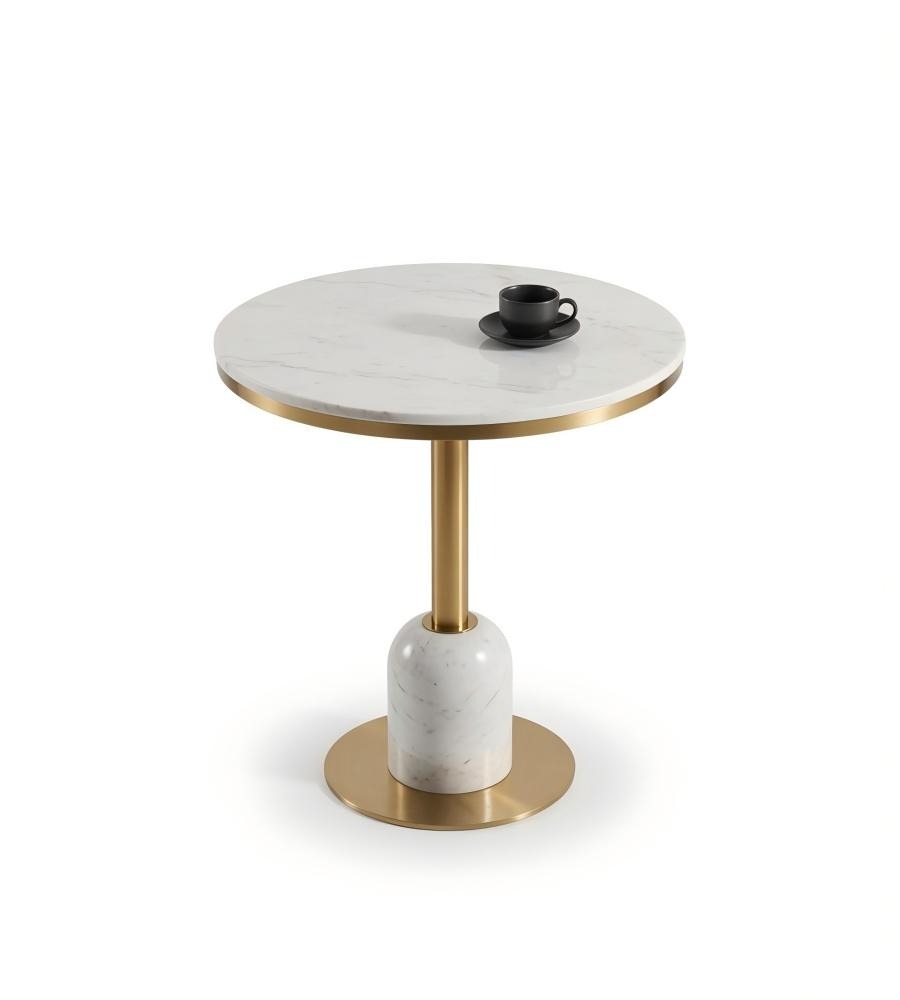 金色不銹鋼大理石圓形辦公室洽談枱 Gold Marble Round Table