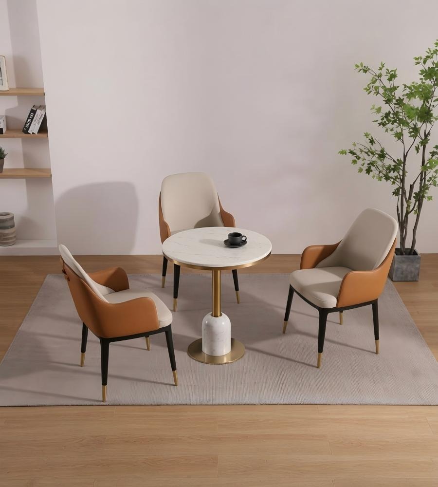 金色不銹鋼大理石圓形辦公室洽談枱 Gold Marble Round Table