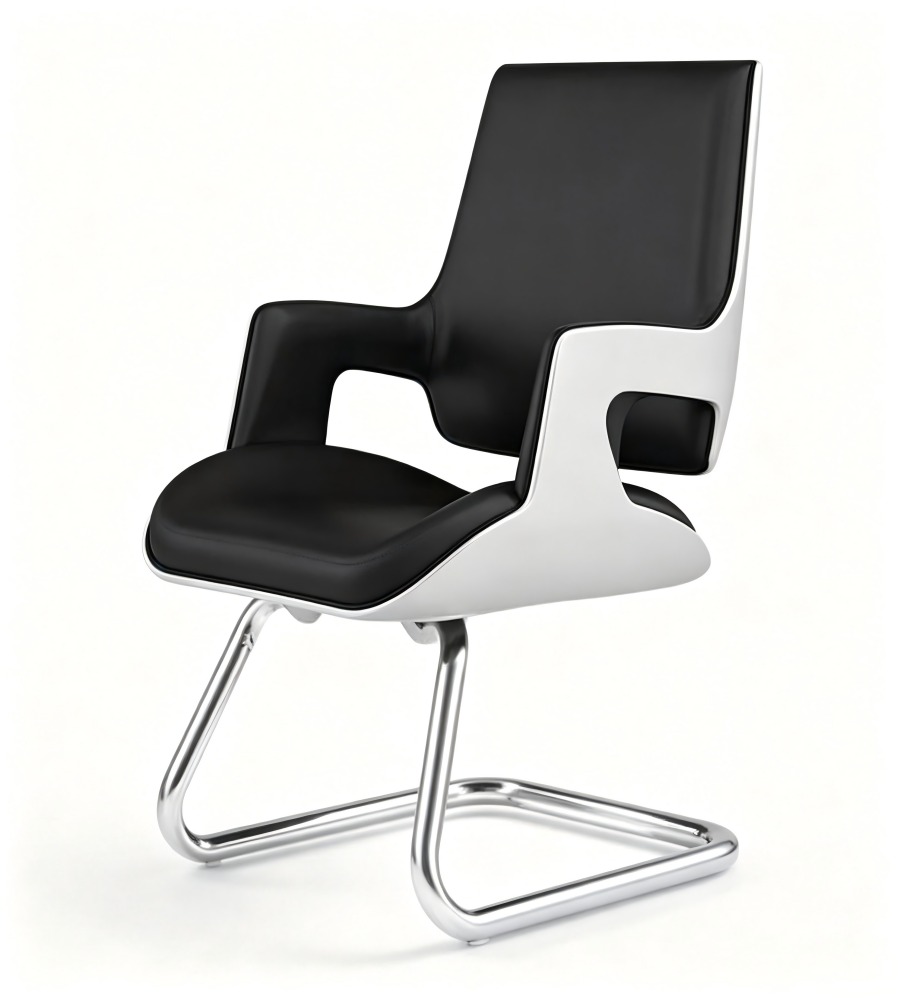現代黑色西皮弓形腳會議椅 Modern Black PU Leather Sled Base Conference Chair