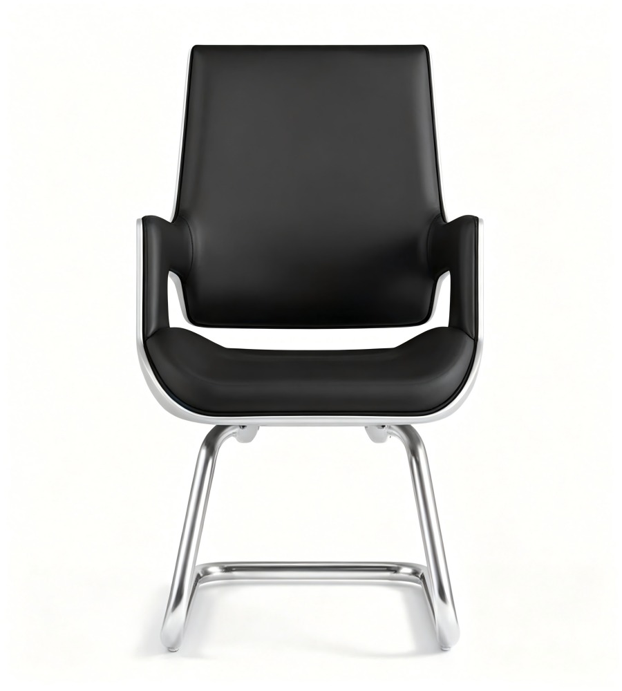 現代黑色西皮弓形腳會議椅 Modern Black PU Leather Sled Base Conference Chair