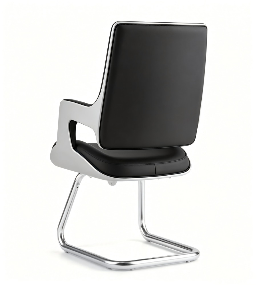 現代黑色西皮弓形腳會議椅 Modern Black PU Leather Sled Base Conference Chair