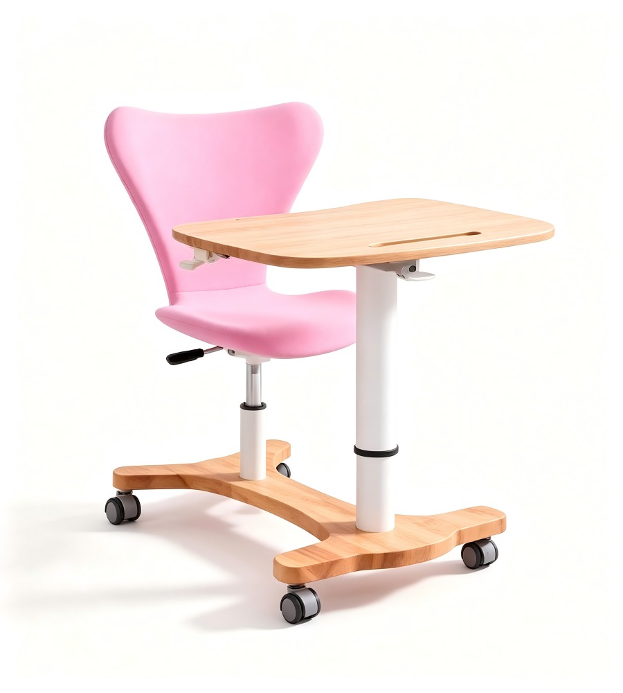 木紋氣動升降一體化學習台 Integrated Wood-Grain Pneumatic Learning Station