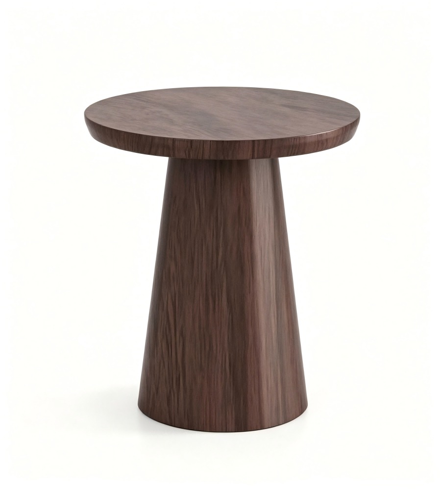 現代簡約深木紋圓形茶几 Modern Minimalist Deep Wood Grain Round Coffee Table