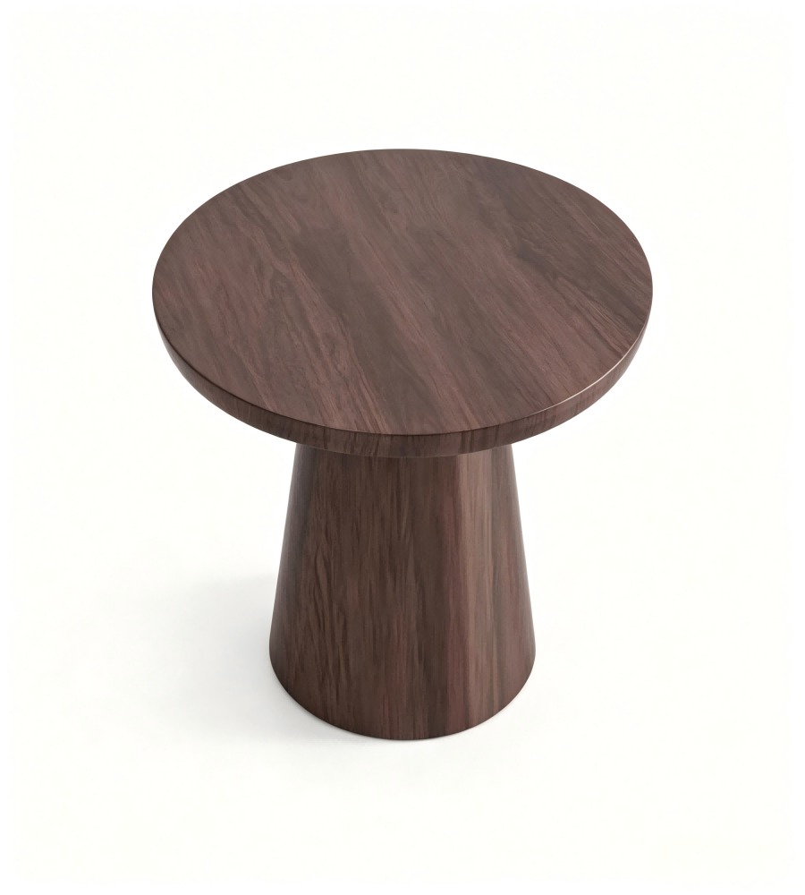 現代簡約深木紋圓形茶几 Modern Minimalist Deep Wood Grain Round Coffee Table