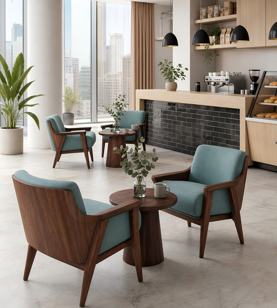 現代簡約深木紋圓形茶几 Modern Minimalist Deep Wood Grain Round Coffee Table