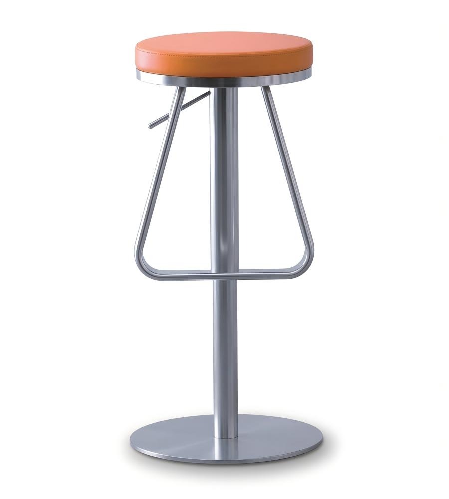 簡約橙色PU皮不銹鋼腳可升降吧椅 Modern Adjustable Bar Stool