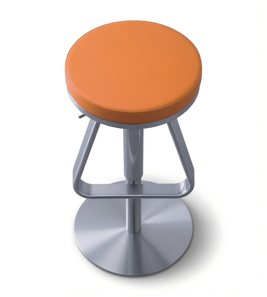簡約橙色PU皮不銹鋼腳可升降吧椅 Modern Adjustable Bar Stool
