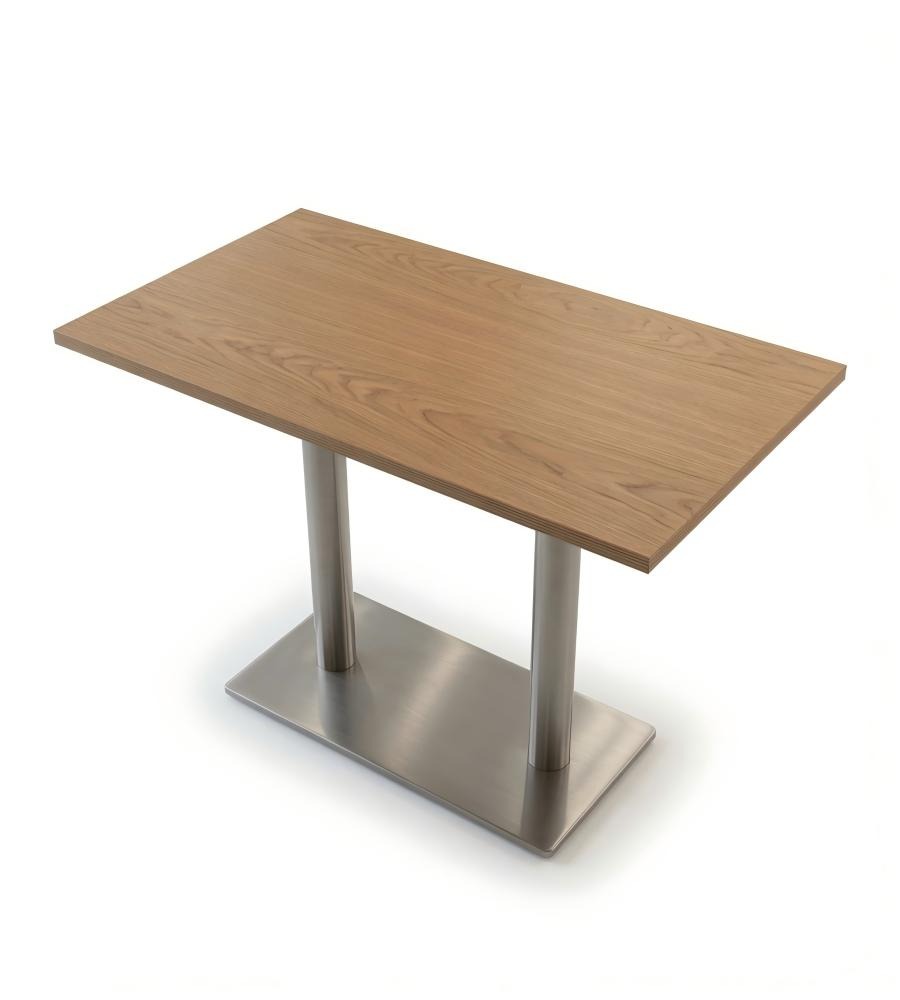 淺木色實木長方形不銹鋼腳餐廳餐枱 | Modern Wood Dining Table