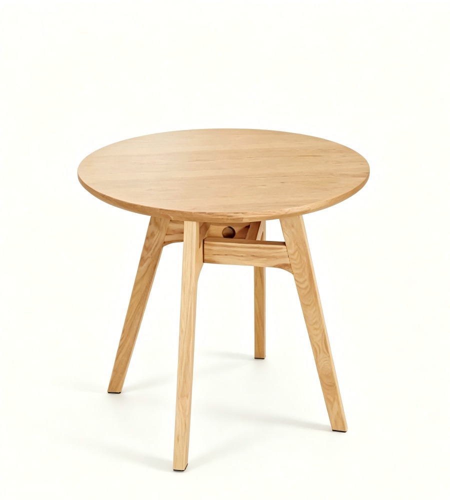 北歐原木色白蠟木實木腳圓形茶几 Nordic Ash Wood Round Coffee Table