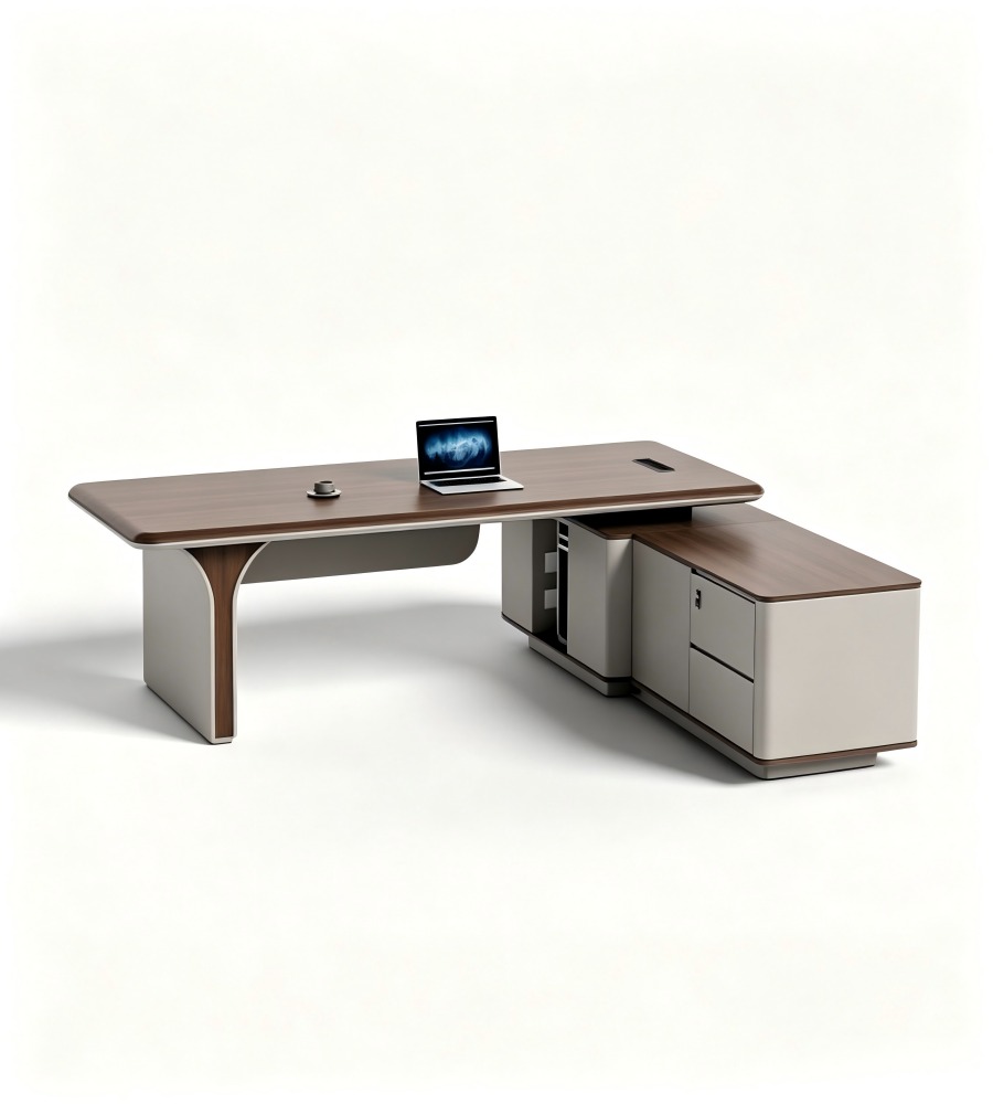 現代簡約側櫃老闆台 Modern Minimalist Side-Cabinet Executive Desk