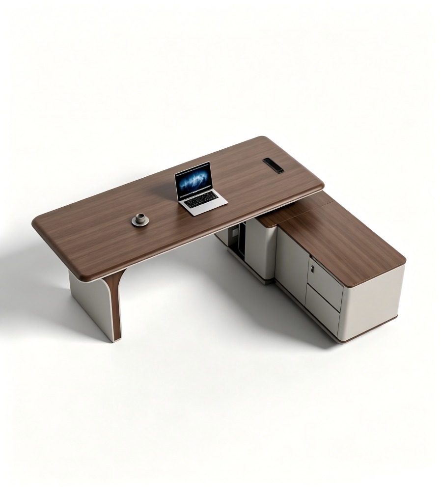 現代簡約側櫃老闆台 Modern Minimalist Side-Cabinet Executive Desk