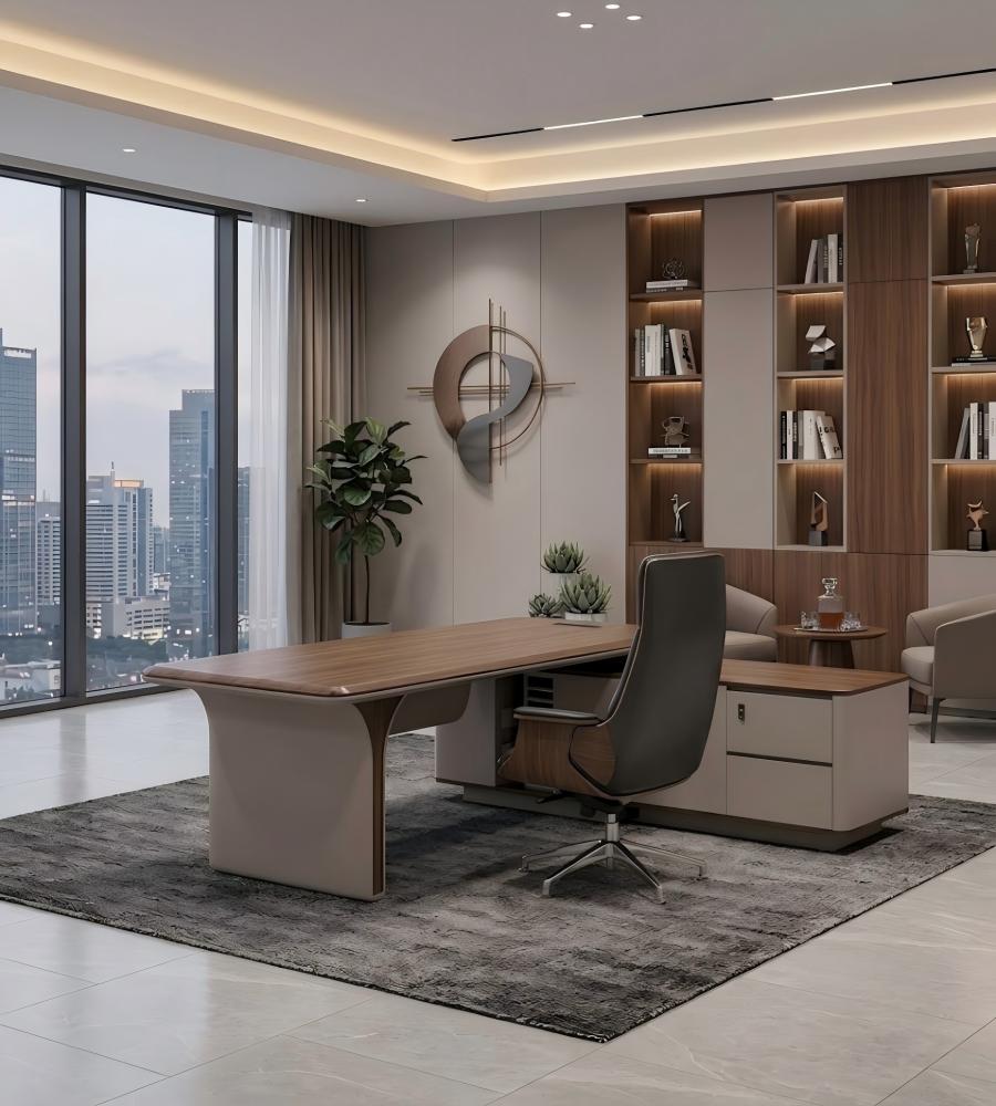 現代簡約側櫃老闆台 Modern Minimalist Side-Cabinet Executive Desk